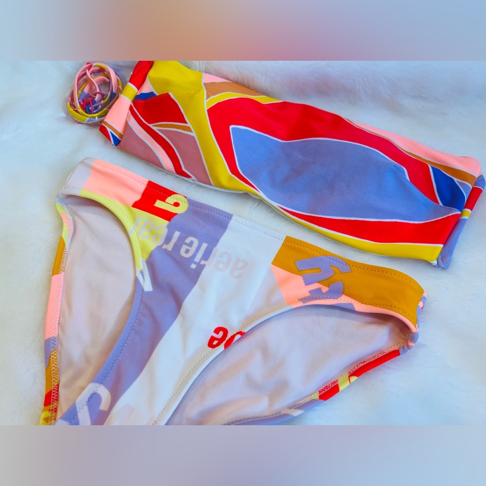 NEW! Beautiful Aerie Multicolor Swim Bikini Top M and Bottom XS!